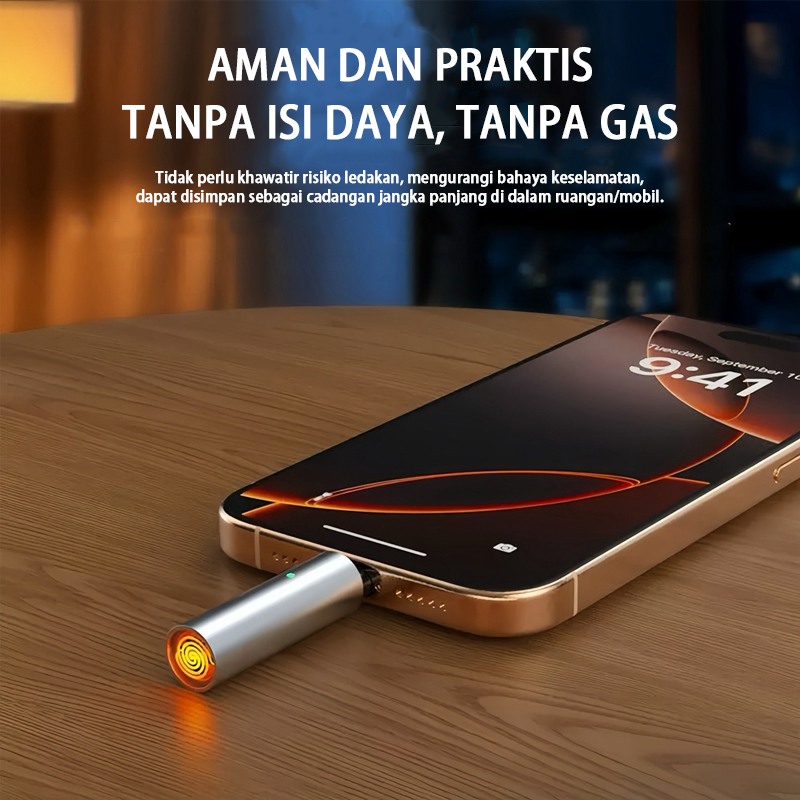 Prideoy Type-C Brown Electronic Cigarette Lighter Portable Model with Hanging Strap Harga 11,990 rupiah*Gratis Ongkir