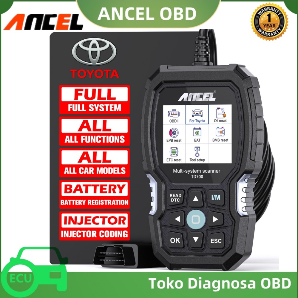 ANCEL TD700 JOBD OBD2 Scanner Fit For Toyota Lexus Scion 1996-2022 Odb2 Full System Diagnose Tool with 11+Reset Functions Lifetime Free Update Code Reader Japanese Car for Prius Tacoma Camry Corolla Tundra Harga 1,271,000 Ringgit*Penghantaran Percuma