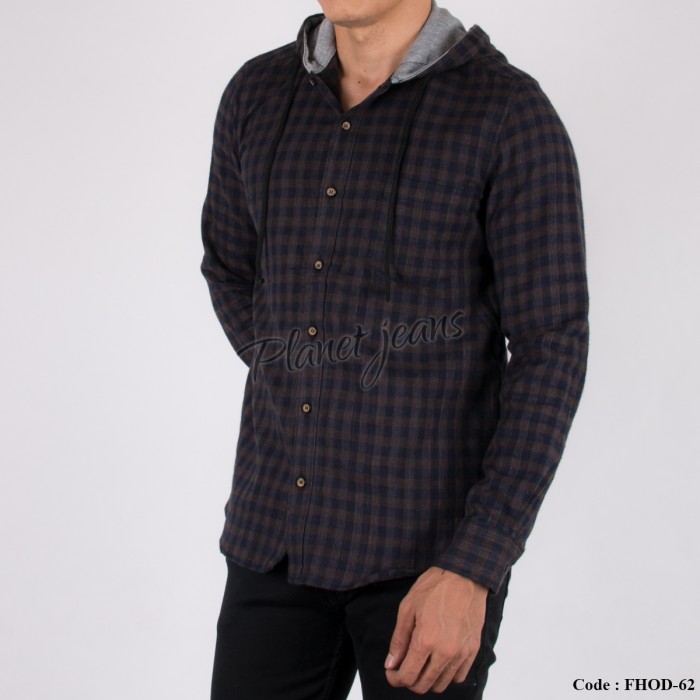 Baju kemeja pria flanel hoodie kupluk model jaket sweater cowo