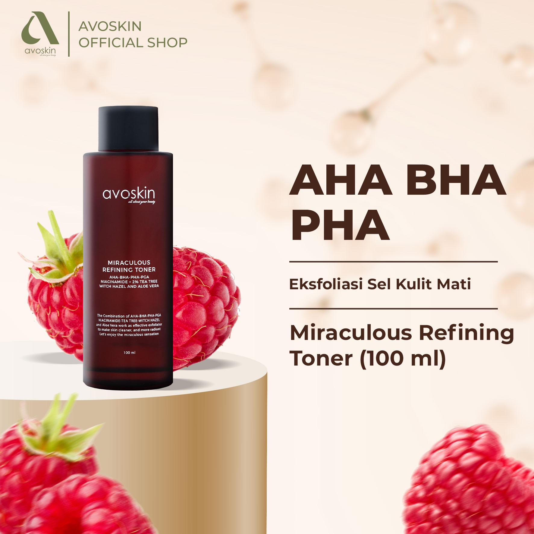 Toner Avoskin Miraculous Refining 100Ml-Aha Bha Pha-Skin Exfoliation (Nfs Product Mandatory to Claim) Harga 192,000 rupiah*Gratis Ongkir