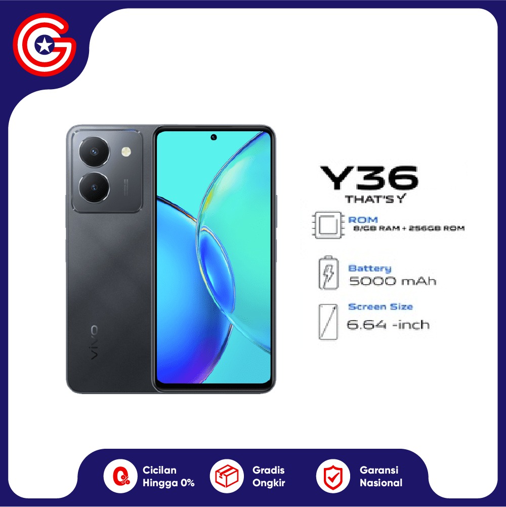 VIVO Y36 4G 8/256GB Garansi Resmi 1 Tahun Harga 3,299,000 rupiah*Gratis Ongkir