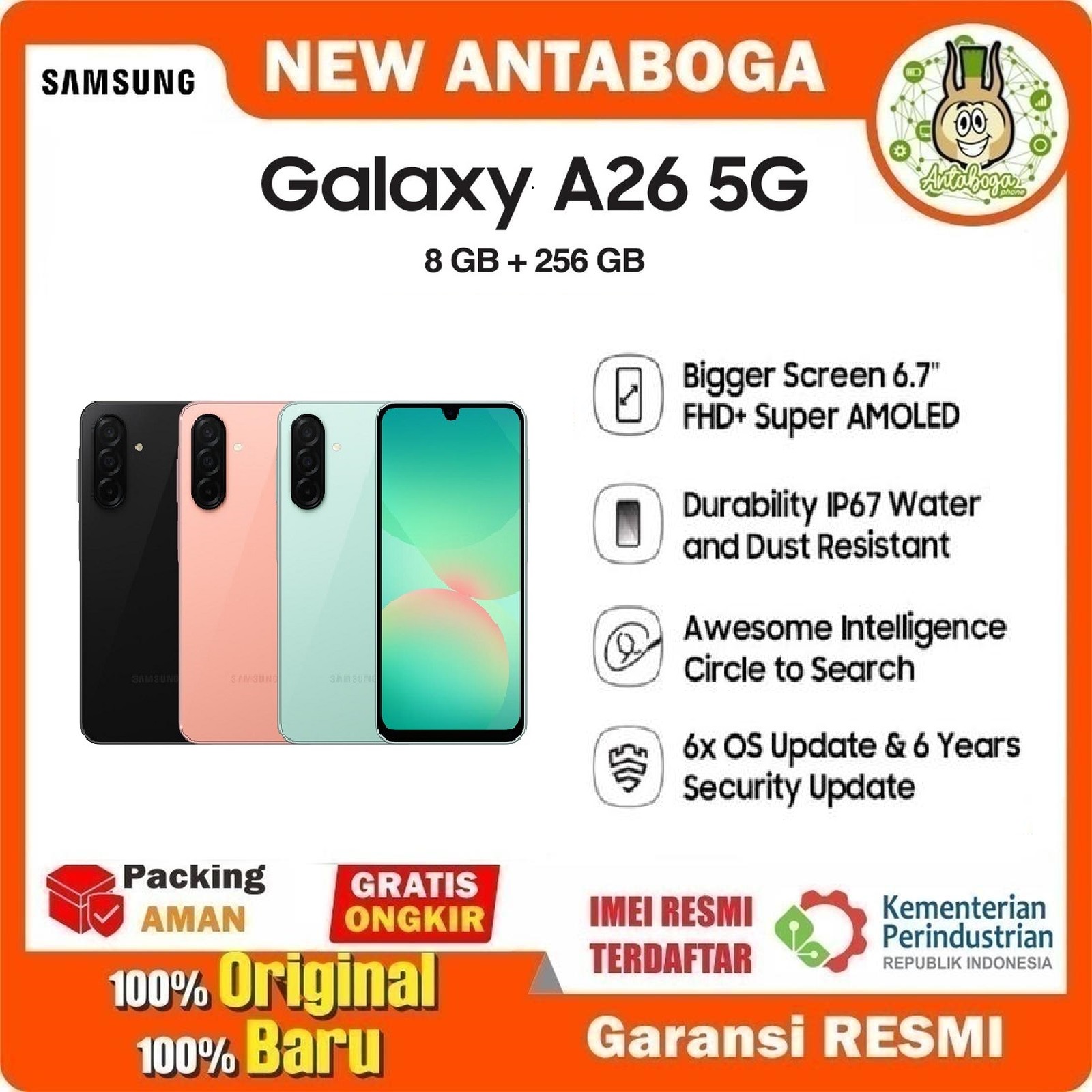 Samsung Galaxy A26 5G 8/256 GB official warranty Harga  3,800,000 Ringgit*Penghantaran Percuma