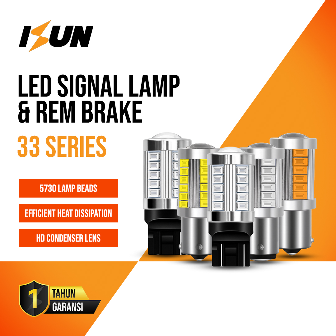 Isun Led Signal Brake Reverse Lamp 33-Series Smd 3014 with Lens Fast Flashing Turn Signal Dc12V/3W Harga 15,000 rupiah*Gratis Ongkir