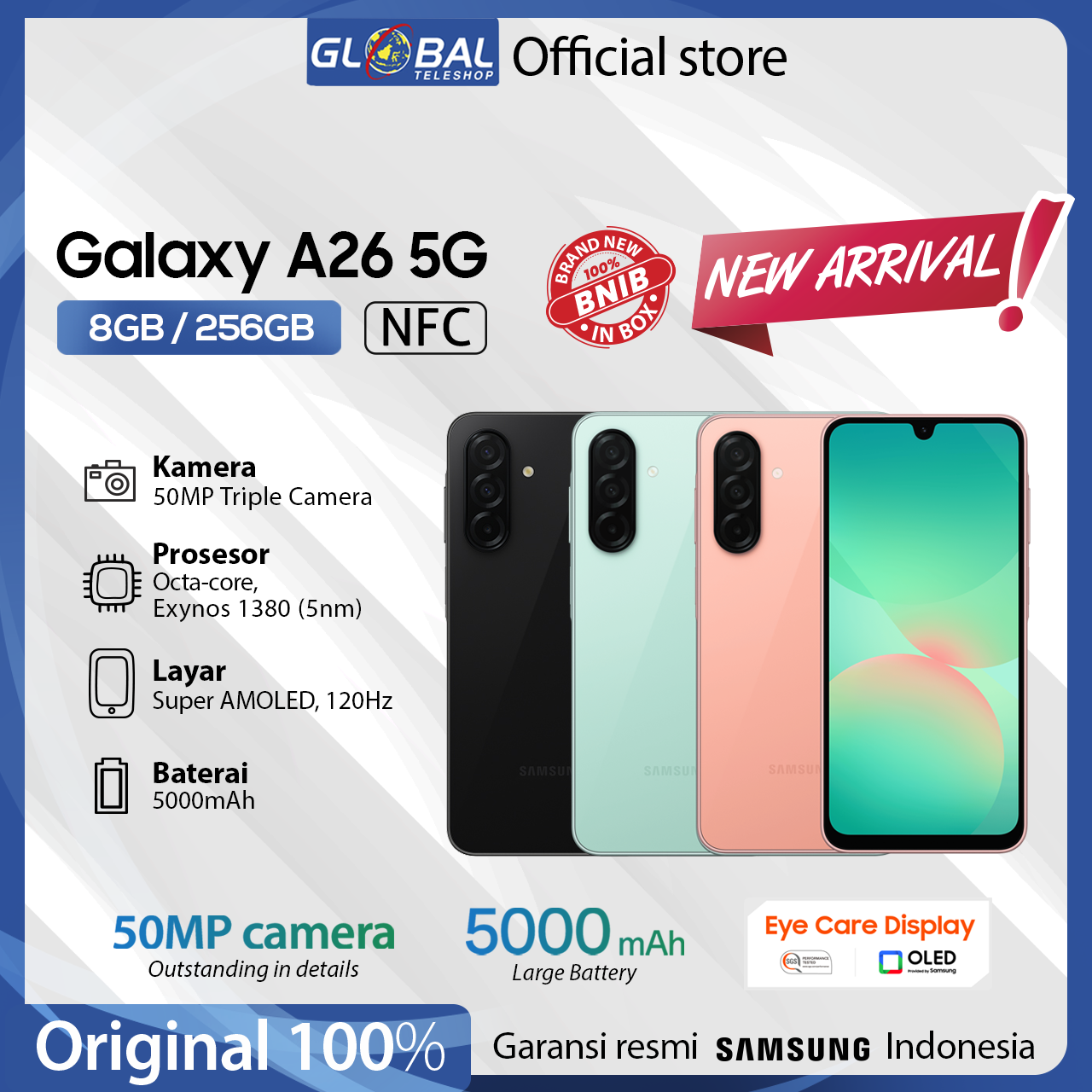 Samsung Galaxy A26 5G 8/256GB Galaxy AI | Smartphone AI | Baterai 5000mAh Garansi Resmi Samsung Indonesia Harga  3,999,000 Ringgit*Penghantaran Percuma