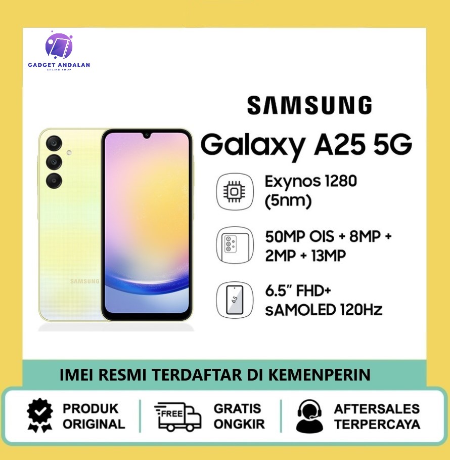 Samsung Galaxy A25 5G 8/256 GB - NFC | Super AMOLED 120Hz | 50 mp camera | 5000 mAh fast charging Harga 2,500,000 rupiah*Gratis Ongkir