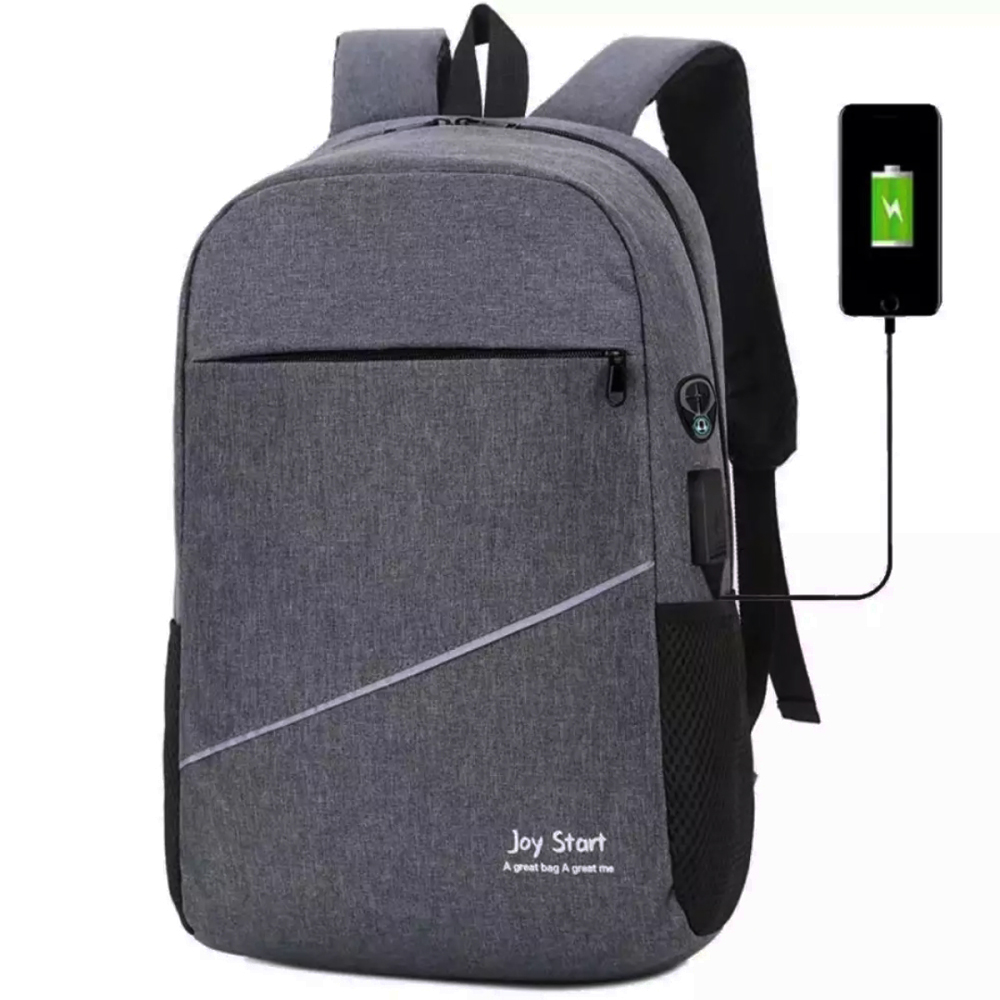 Tas Ransel USB JoyStar JS2020 Tas Ransel Pria Tas Ransel Wanita Tas Sekolah Tas Kerja Tas Kantor Tas Kuliah Tas Laptop 14 Inch Tas Backpack Tas Punggung Tas Gemplok Size 17 inch - Black + Kabel USB