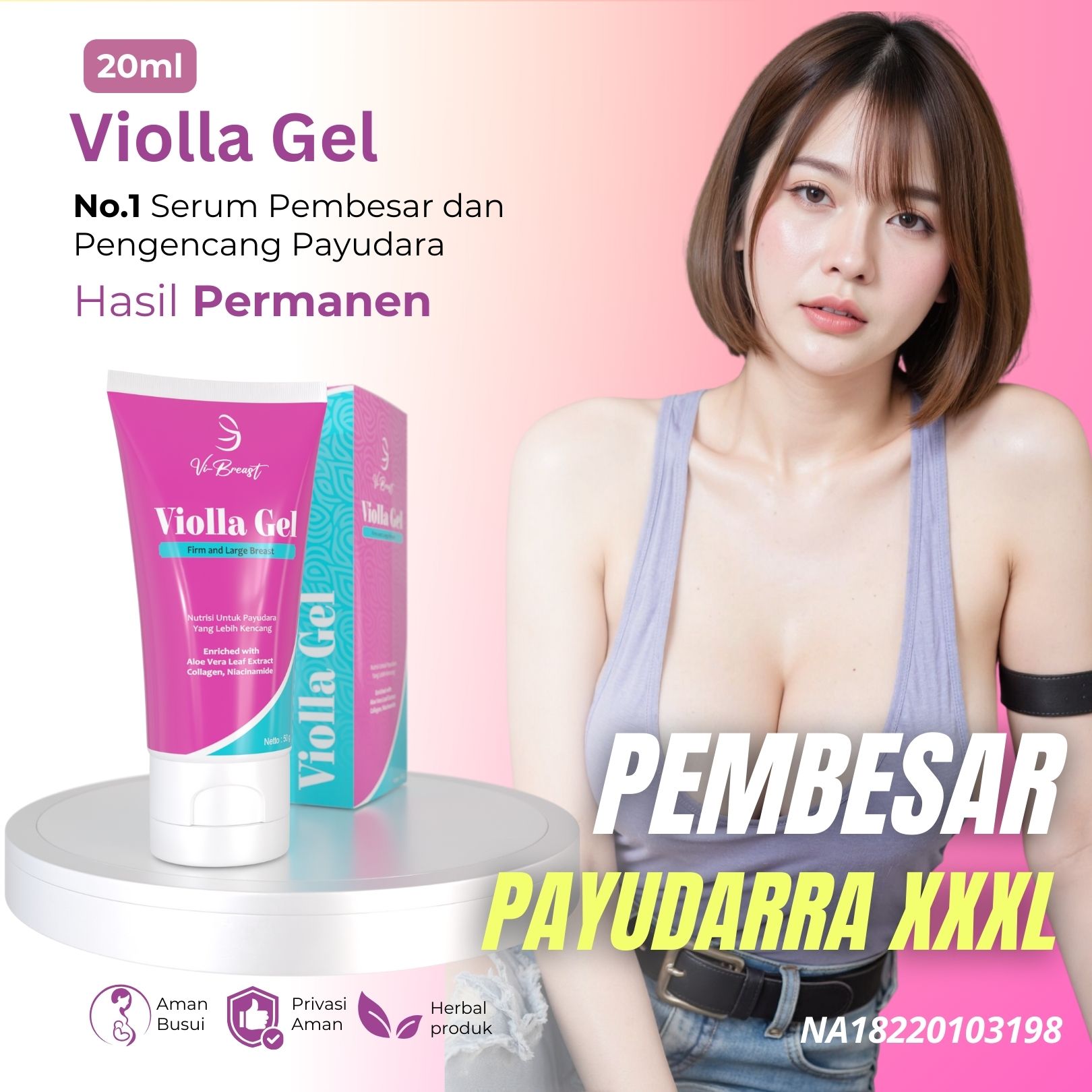 Violla Gel Breast Enlargement Serum for Women Breast Firming Breast Enlargement Medicine Body Care Harga 135,000 rupiah*Gratis Ongkir