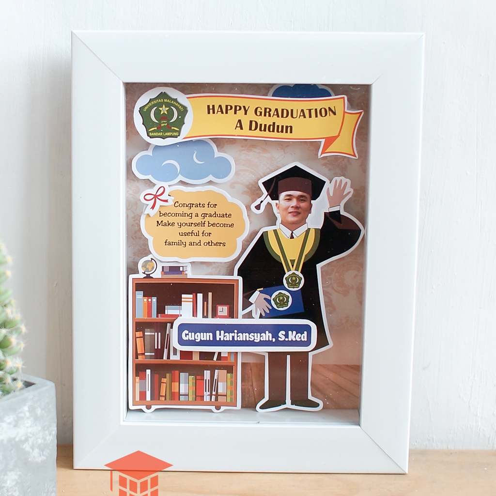 Kado Wisuda Scrap Frame Custom Foto 3D A5 wisuda Cowok