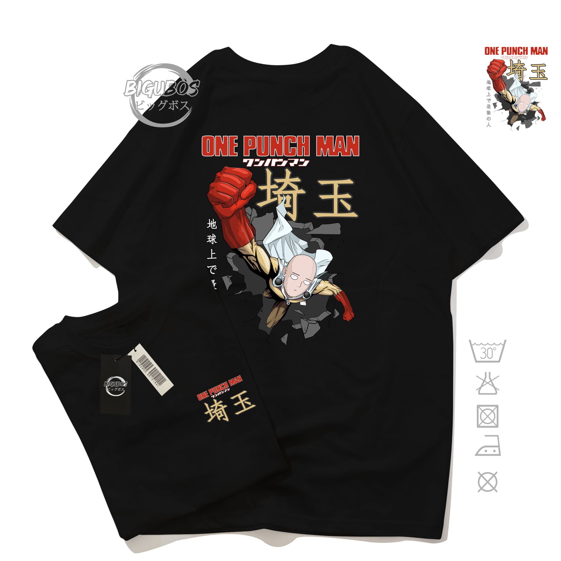 Tee Kiki OPM Saitama Maglietta Da Uomo Saitama Punch One Anime Manga Farbe2 Nero Groesse2 Large 105766412