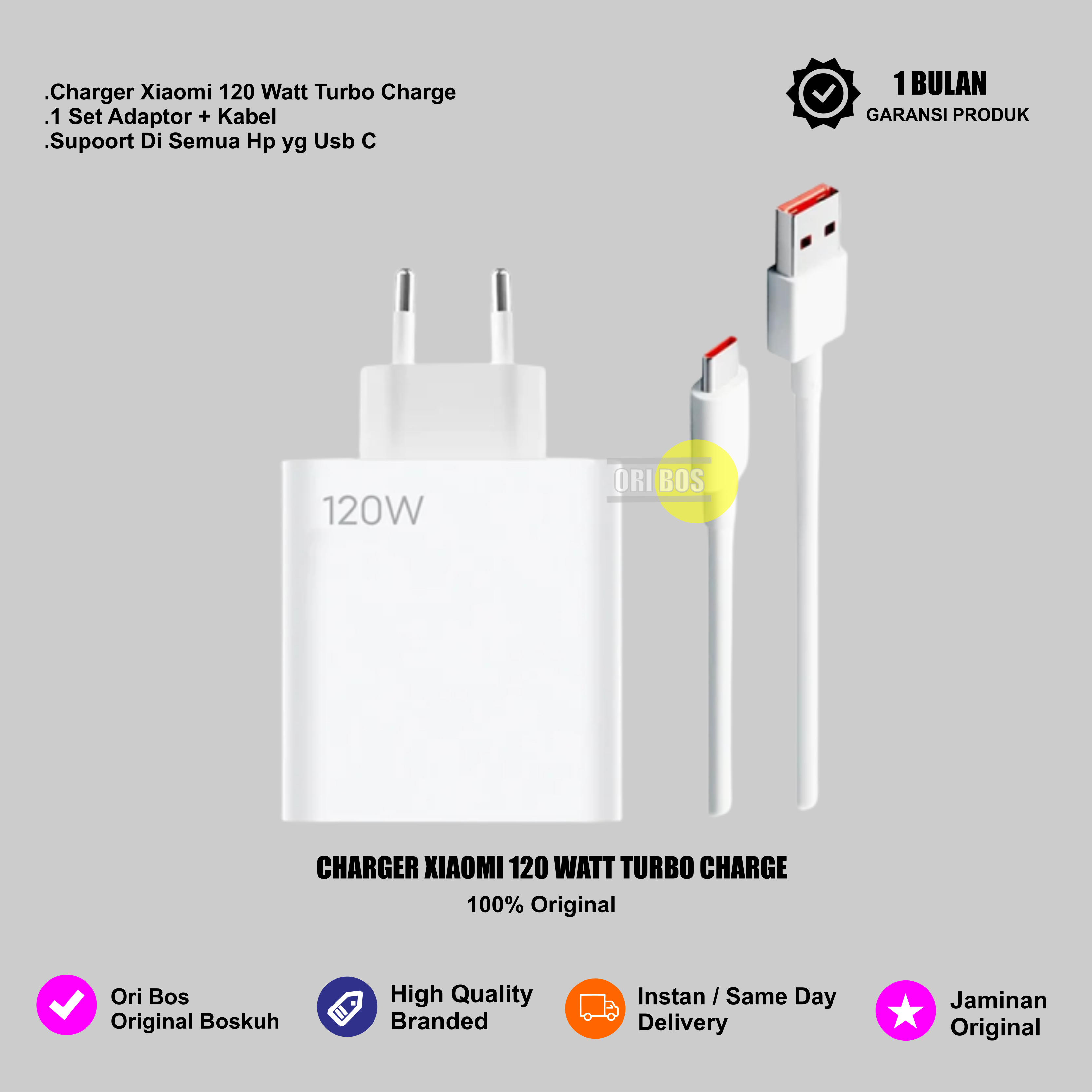 Charger 120 Watt Xiaomi Redmi Note Pro Poco Support Turbo Charge