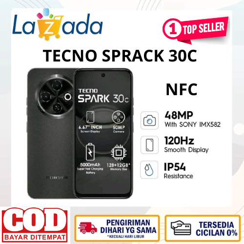 Handpone Tecno spark 30C 8/256 6/128 GB, 120Hz Display, Sony 48mp camera, Helio G81, 5000mAh, IP54, 7.8mm Ultra Slim, NFC Harga  1,350,000 Ringgit*Penghantaran Percuma
