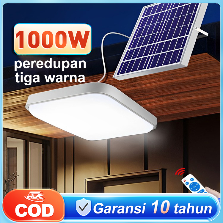 Super bright solar power ceiling light 1500W 3 color 0 electricity bill lighting 24 hours - Merek YESQ Harga 118,900 rupiah*Gratis Ongkir
