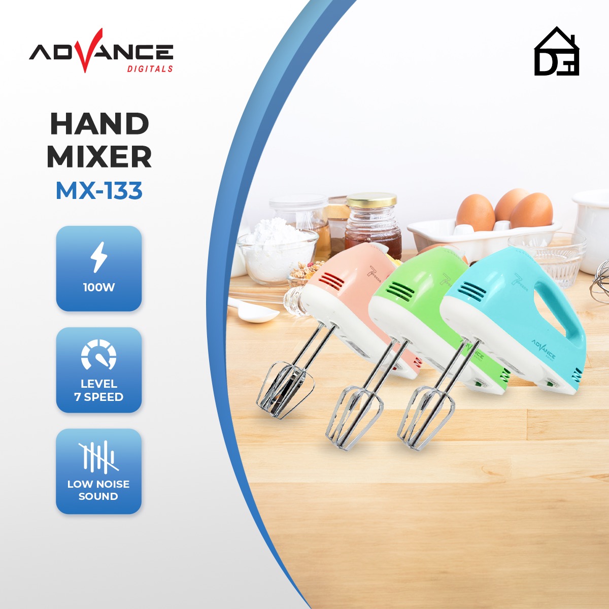 Hand Mixer Advance MX-133 / MX133 |Garansi Resmi Advance 1 Tahun Peralatan Pengaduk