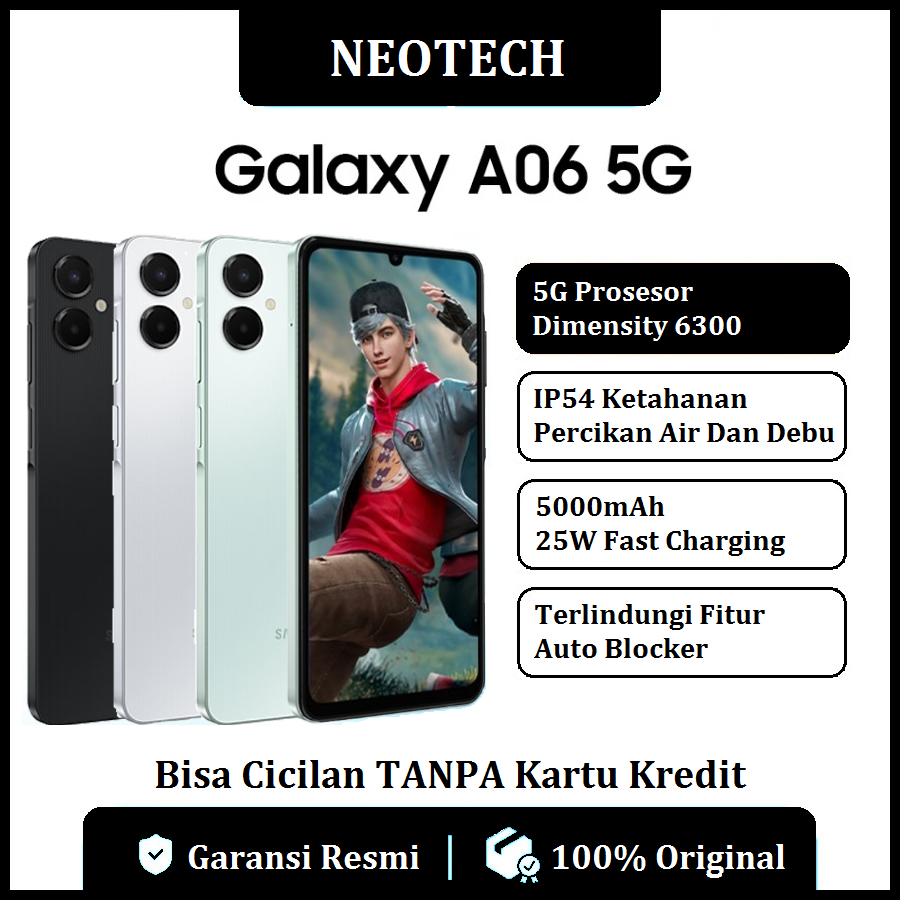 Samsung Galaxy A06 5G (6GB/128GB) - Bisa Cicilan Tanpa Kartu Kredit - Garansi Resmi - HP Murah ( Kredivo, Laz Pay Later, Bisa COD, OVO, Original ) Harga 1,944,000 rupiah*Gratis Ongkir
