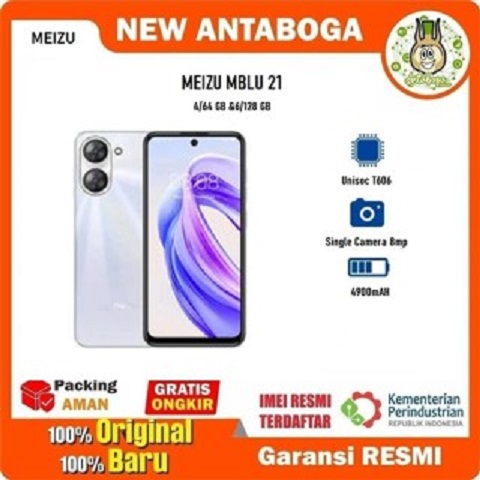 Meizu MBLU 21 4/64 & 6/128 GB Garansi Resmi Harga 1,184,000 rupiah*Gratis Ongkir