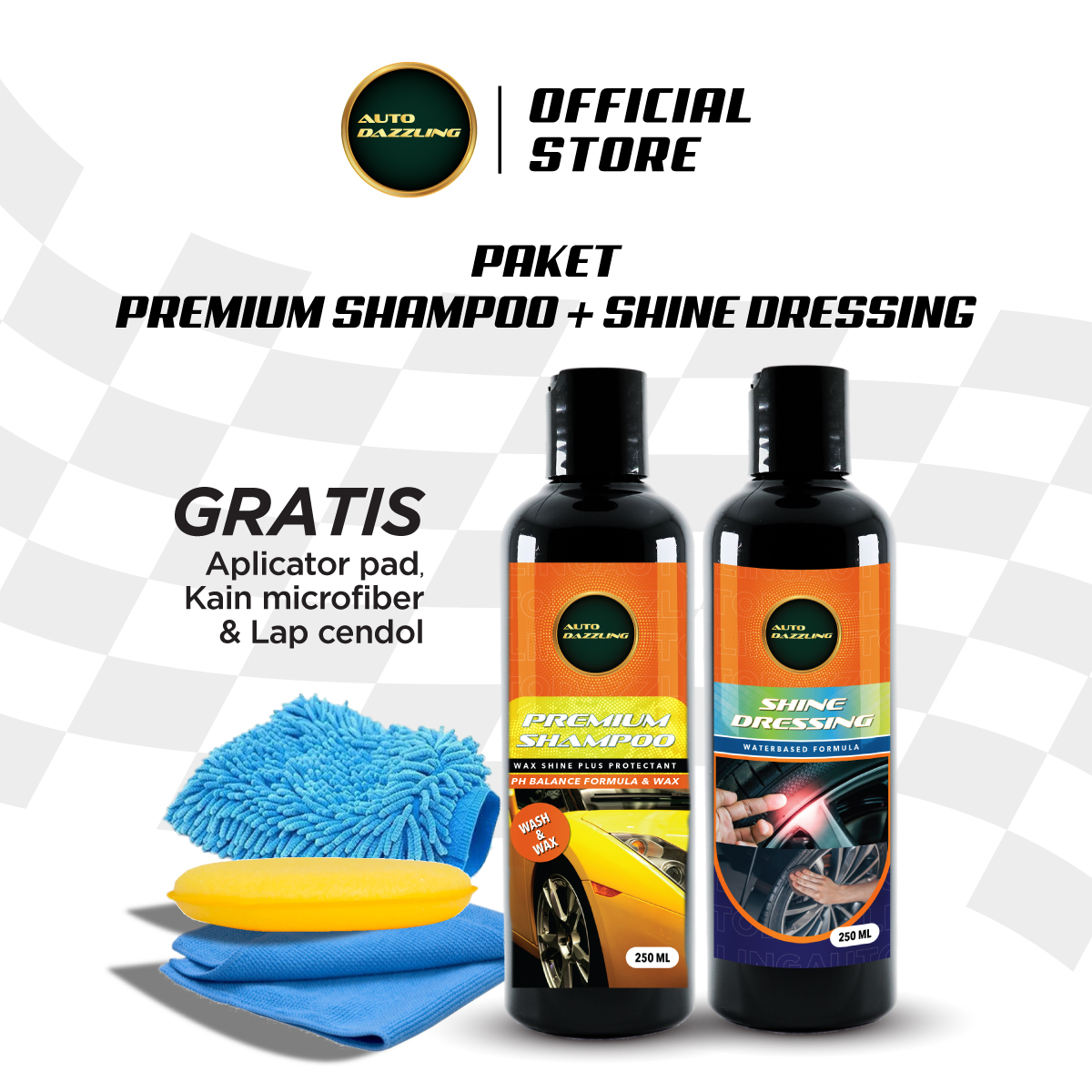 Auto Dazzling Paket Shine Dressing Semir Ban Waterbase dan Shampoo Harga 57,000 Ringgit*Penghantaran Percuma