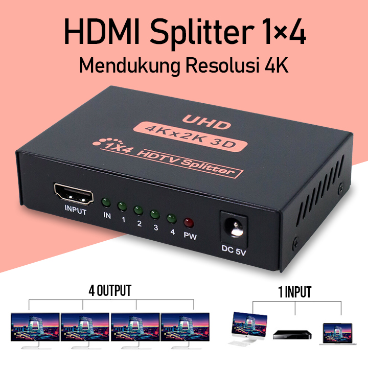 Splitter HDMI 1x4 4K Ultra HD AIXXCO PC-48 Black Lazada