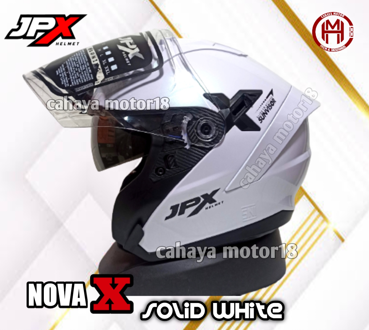 HELM JPX NOVA X SOLID WHITE|PUTIH model njs kairoz Harga 685,000 rupiah*Gratis Ongkir