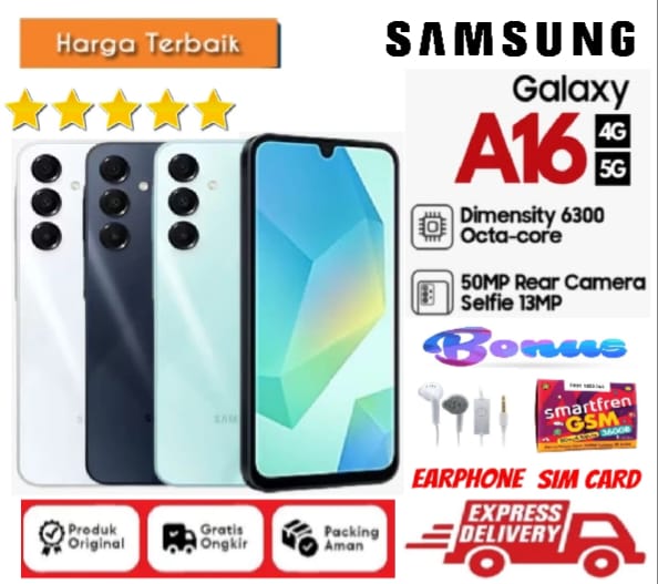 Samsung Galaxy A16 4G 5G 8/128 8/256 RAM 8 128 256 GB 8GB 128GB 256GB - Bergaransi - FULLSET Harga 2,200,000 rupiah*Gratis Ongkir