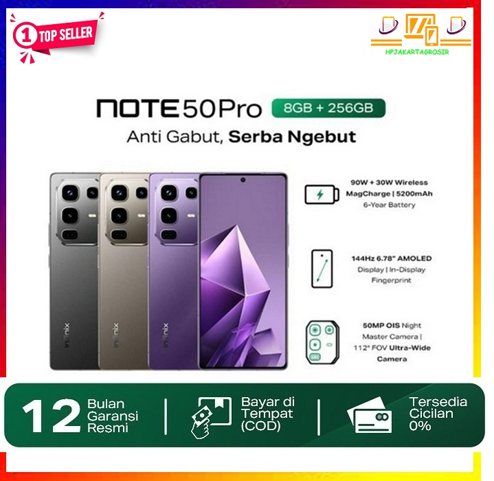 Infinix Note 50 Pro 8/256Gb - up to 16Gb Extended Ram - Helio G100 Ultimate - 6.78” Fhd+ Amoled - 50Mp Ois - 5200 Mah Harga  2,550,000 Ringgit*Penghantaran Percuma