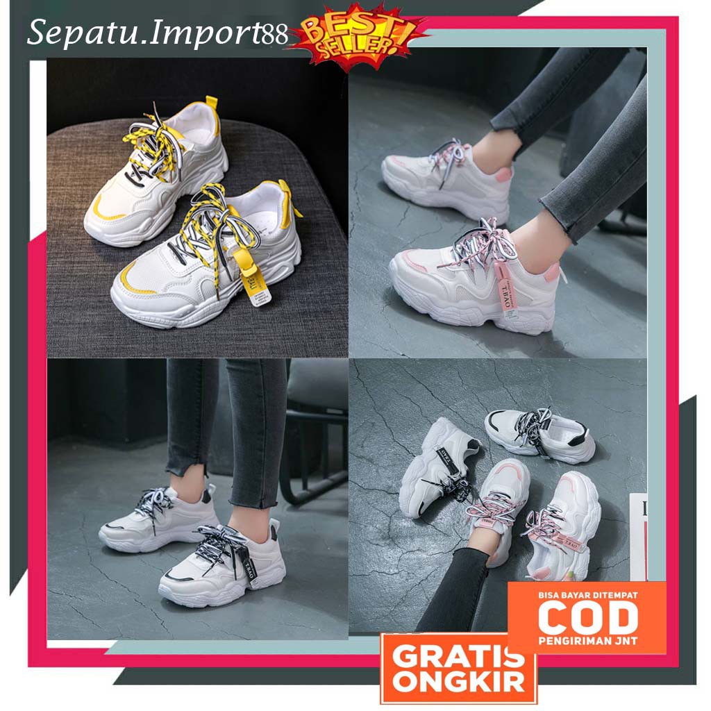 Sepatu import SP-039 Sepatu Olahraga Wanita terbaru 2019 warna Putih versi Korea Sepatu Cewek trendy 89119