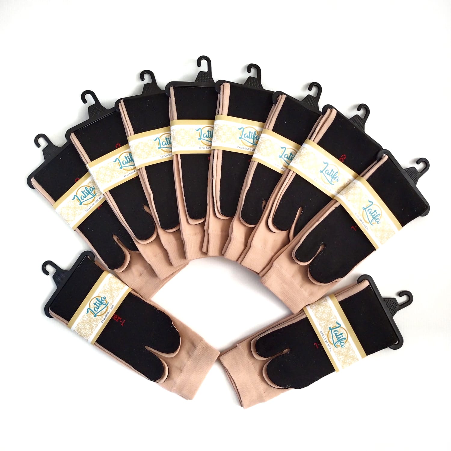 LUSINAN Kaos kaki Jempol Polos Krem Telapak Hitam Size L Panjang Sebetis Dewasa Bahan Nilon Harga 39,055 rupiah*Gratis Ongkir