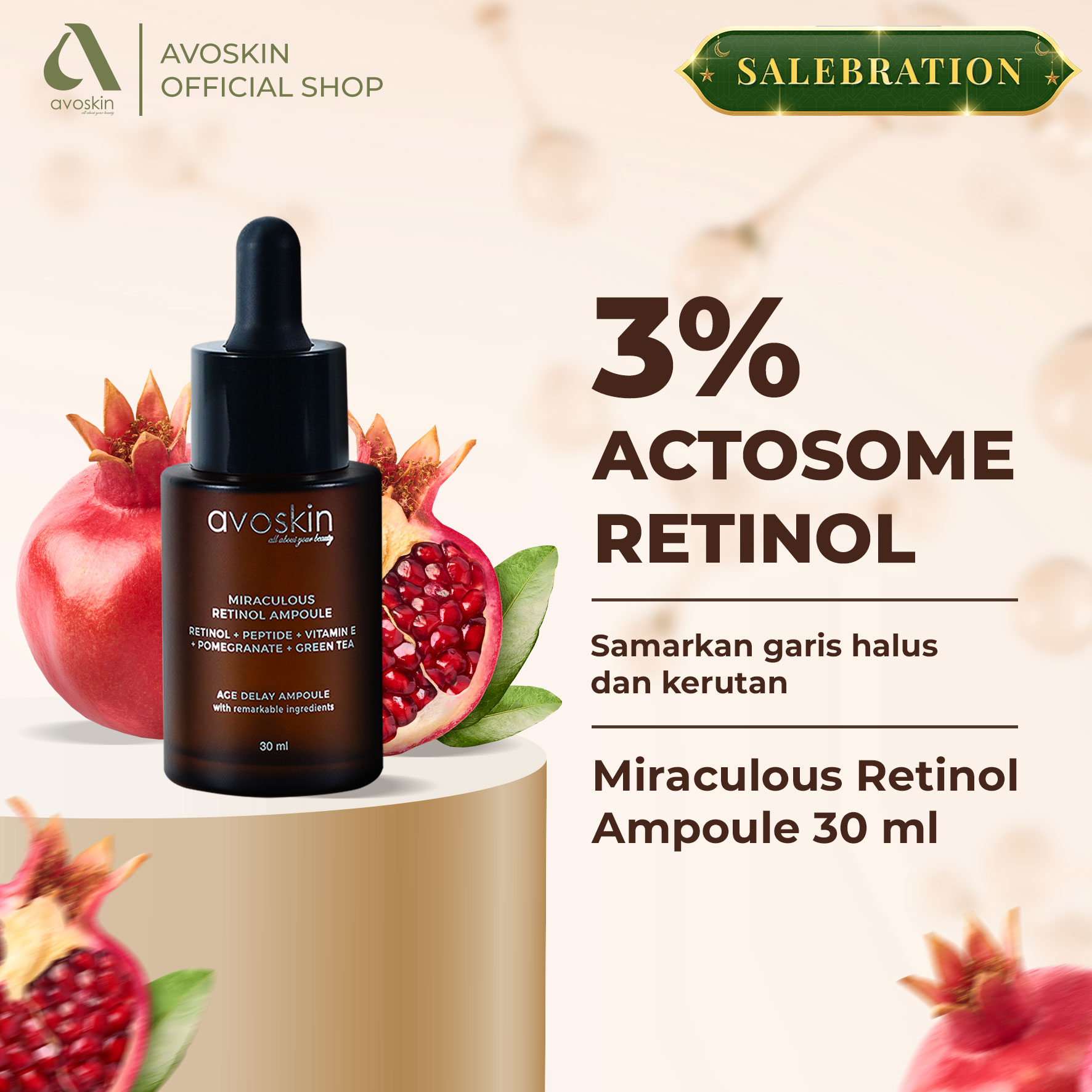 Ampoule Avoskin Miraculous Retinol 30Ml-Anti Aging & Disguise Wrinkles Harga  262,000 rupiah*Gratis Ongkir