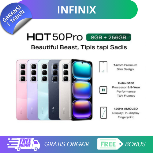 Infinix Hot 50 Pro 8/256Gb - Mediatek Helio G100 - Amoled 120 Hz - Nfc Giá 1,795,000 Đồng*Miễn phí vận chuyển