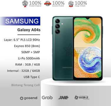 Hp Samsung Galaxy A04s Ram 4/64 GB Fullset - Free Bonus Harga  1,550,000 Ringgit*Penghantaran Percuma