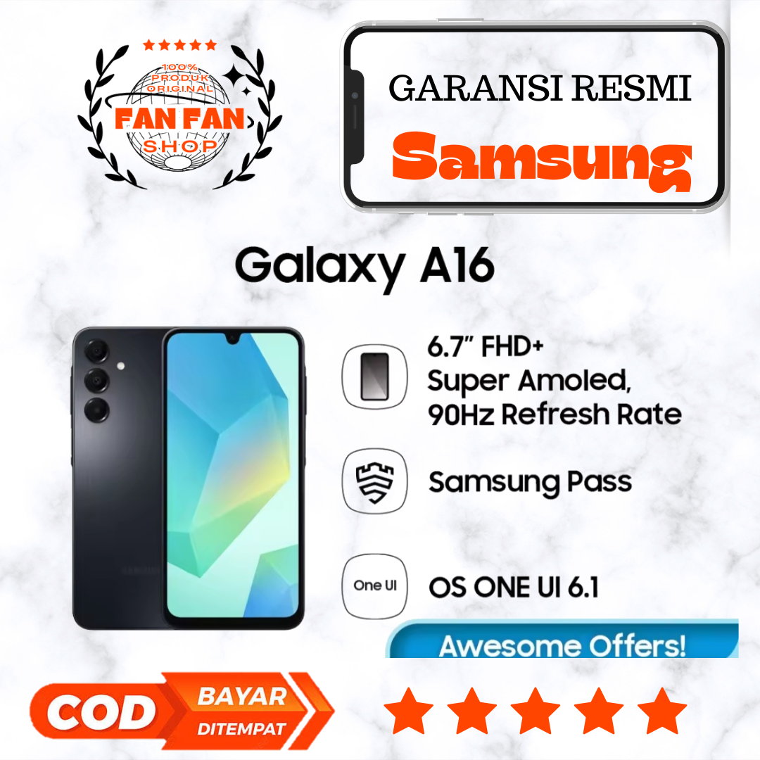 Hp Samsung Galaxy A16 - 8/256Gb Processor: Helio G99 Super Amoled + 90Hz Refresh Rate Camera: 50.0 Mp + 5.0 Mp + 2.0 Mp Official Warranty Samsung Indonesia Latest Sein Harga 2,728,000 rupiah*Gratis Ongkir