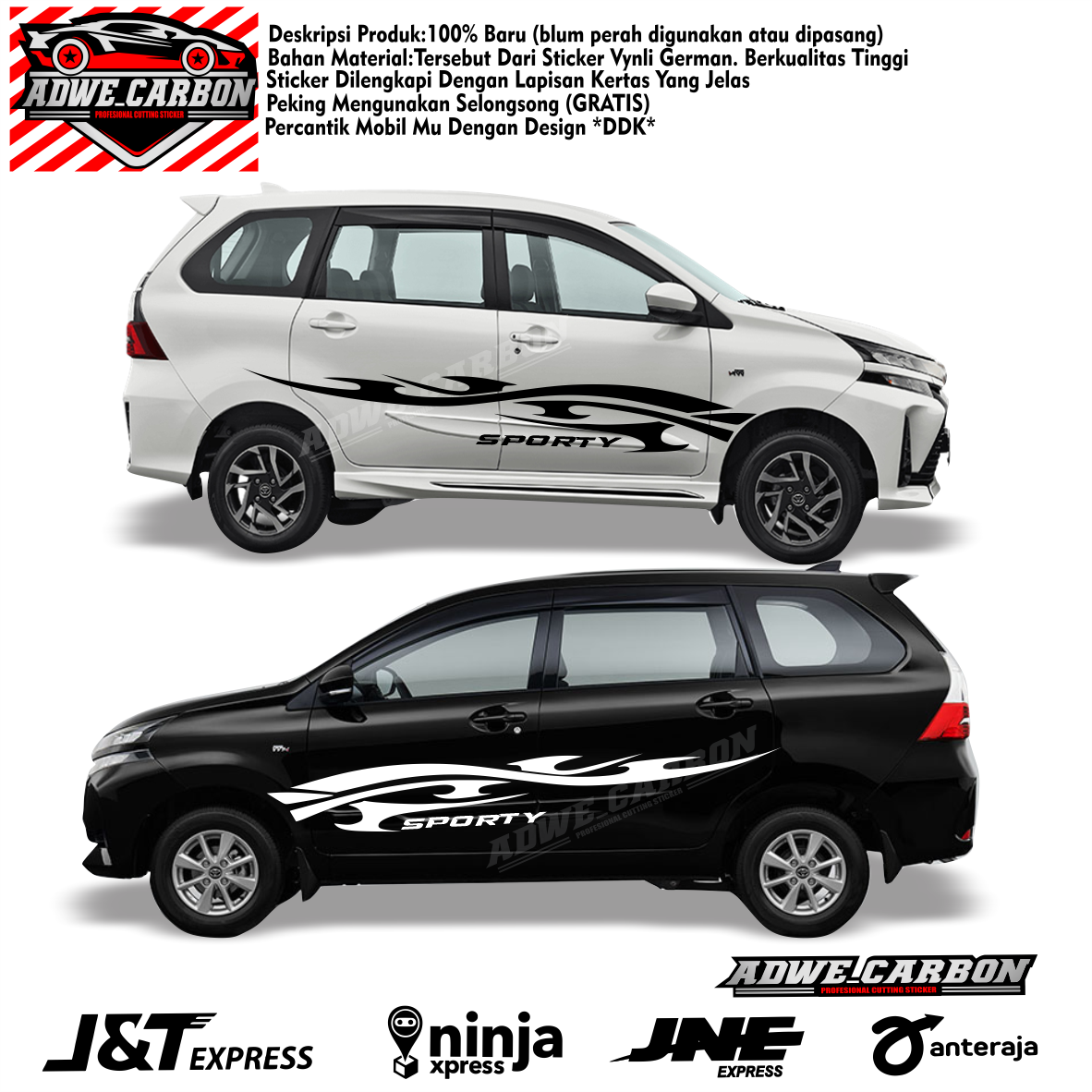 Car sticker cutting sticker Avanza Xenia Sigra Ertiga XL7 sporty sticker newest Giá 105,000 Đồng*Miễn phí vận chuyển