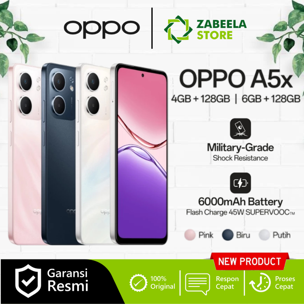 Oppo A5x 6/128GB 4/128GB 4/64GB 45W SUPERVOOC Snapdragon 6s 4G Gen 1 Garansi Resmi Harga  1,899,000 Ringgit*Penghantaran Percuma