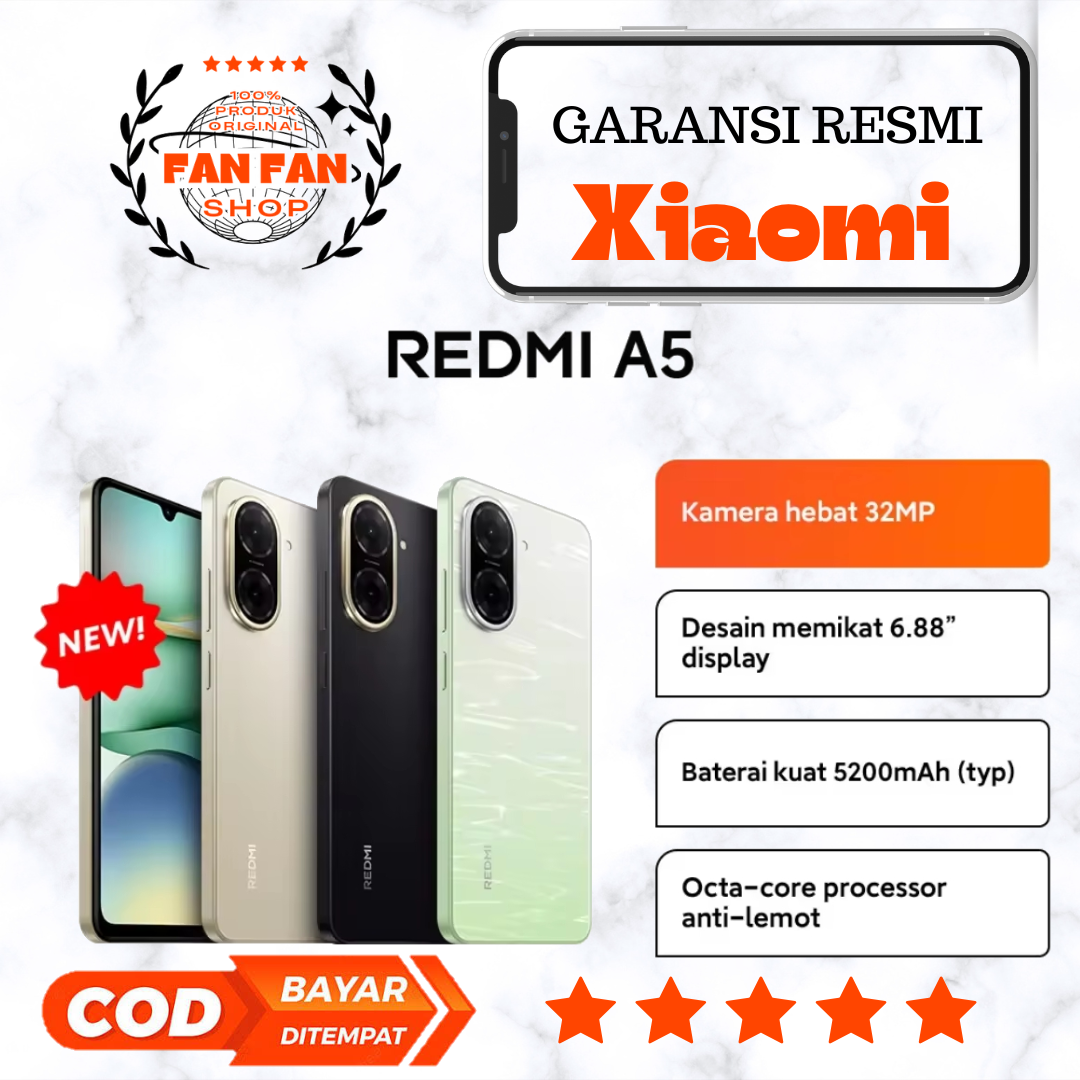 Cheap phone Xiaomi Redmi A5 (4 + 4GB */128GB) great camera 32mp | charming design 6.88 display | 5200mAh powerful battery | newest anti slow Processor Octa-core Harga  1,298,000 Ringgit*Penghantaran Percuma
