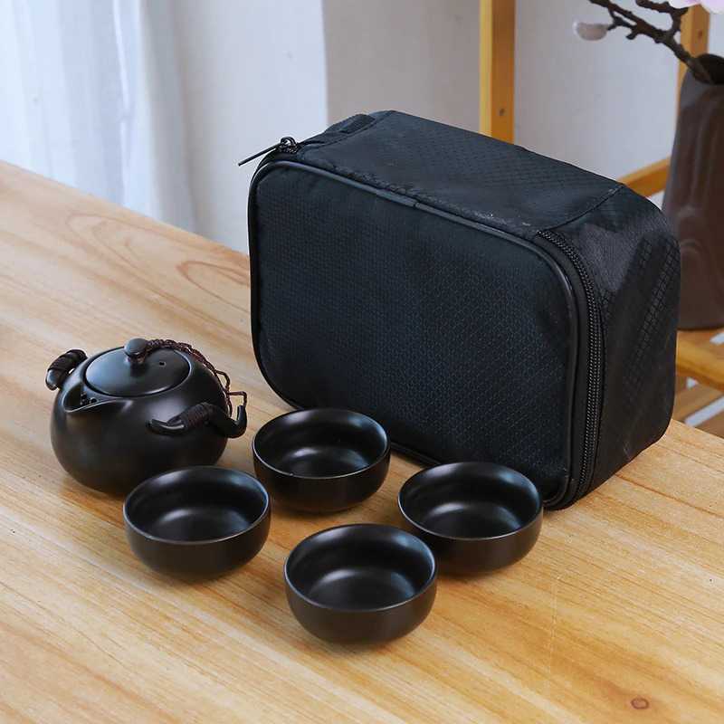 Homadise set Teko Keramik Teh Chinese Teapot with 4 gelas cangkir dapat tas