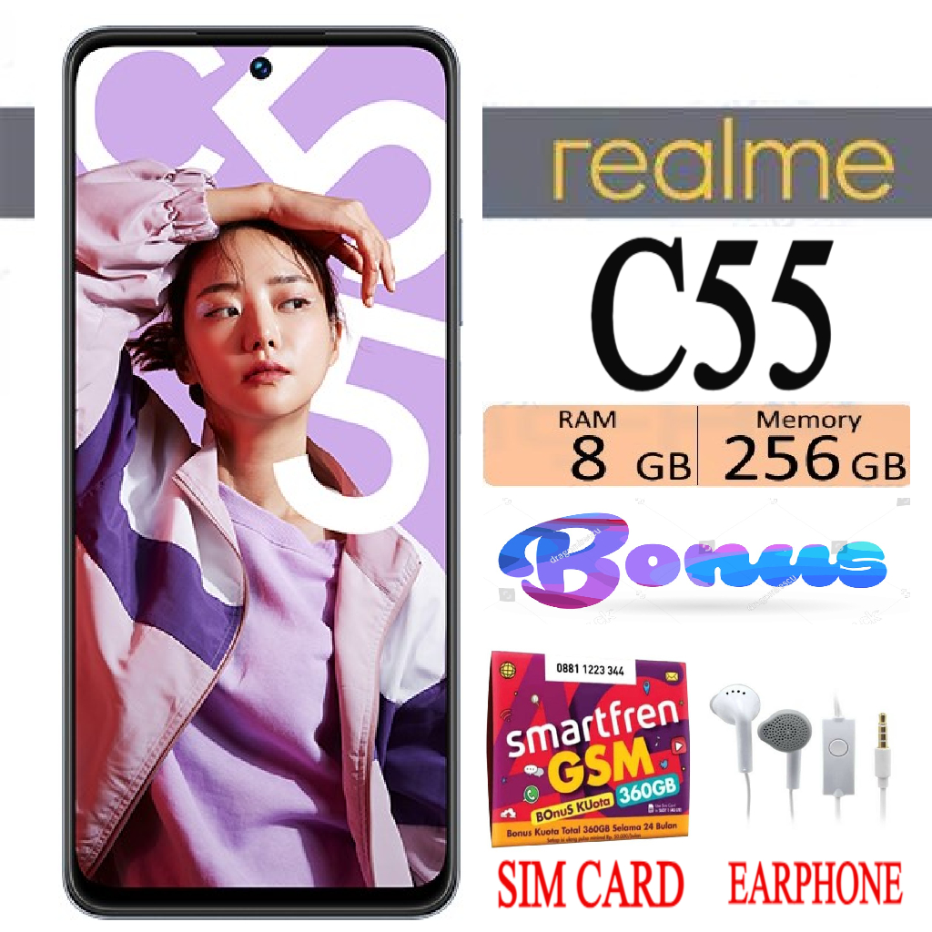 REALME C55 - 6GB 128GB - 8/ 256- HELIO G88 - GARANSI RESMI Toko Harga 1,550,000 rupiah*Gratis Ongkir