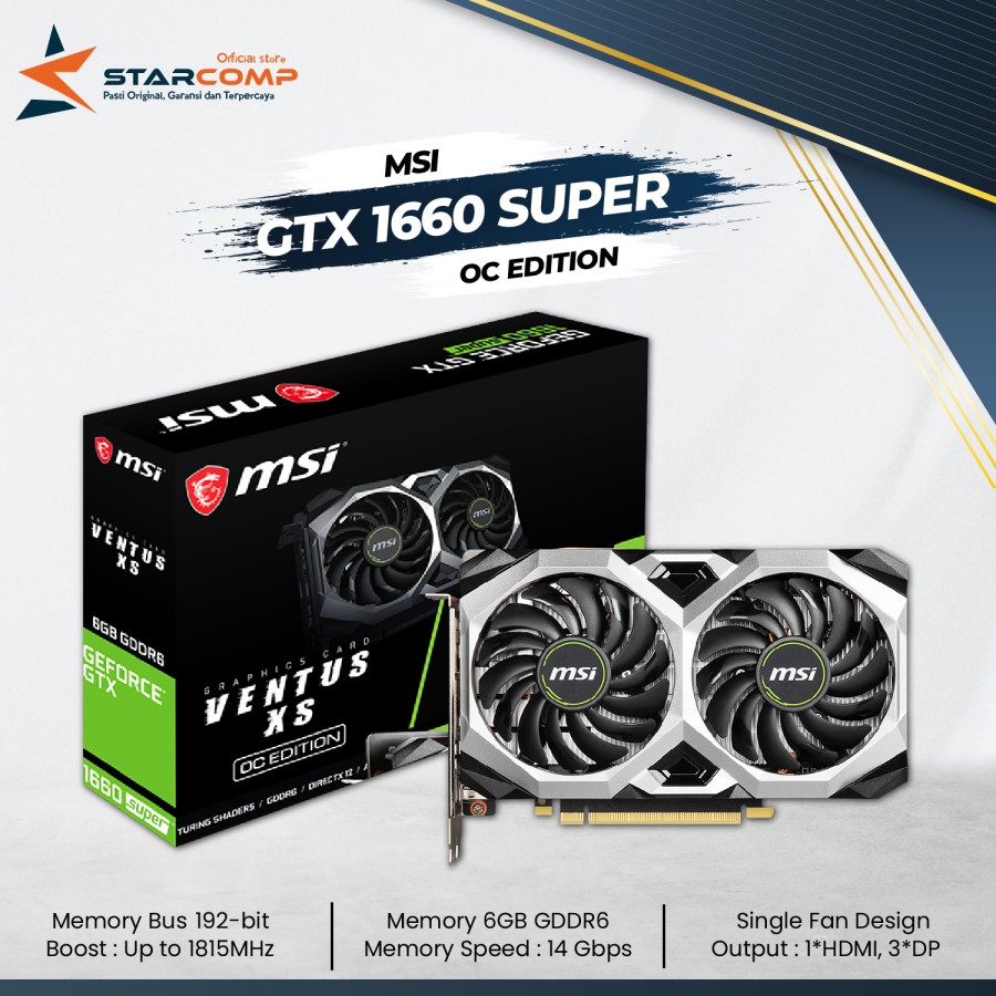 MSI GTX 1660 SUPER VENTUS XS OC 6GB GDDR6 GTX1660 Lazada Indonesia