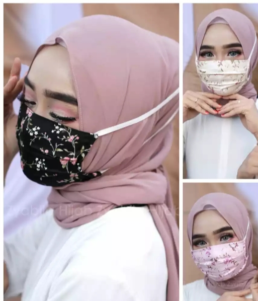 Dh Masker Hijab 2 Lapis Tali Karet Motif Cute Masker Hijab Tali Karet Makser Mulut 2lapis Masker Kain 2lapis Lazada Indonesia
