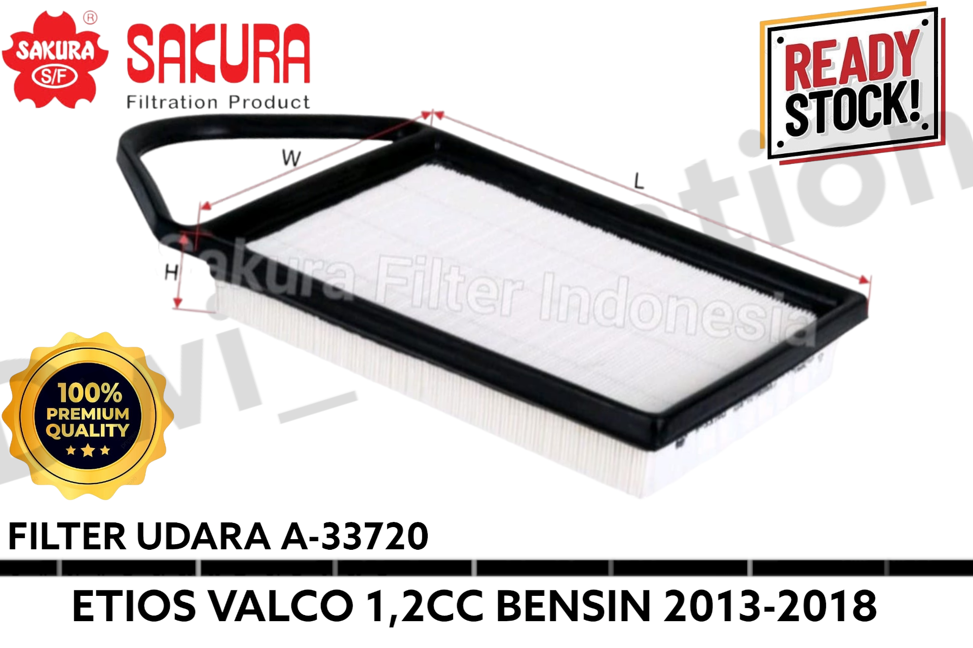FILTER UDARA TOYOTA ETIOS VALCO 1.2CC BENSIN 2013-2018 ORIGINAL PRODUK SAKURA A-33720 Harga 62,000 rupiah*Gratis Ongkir