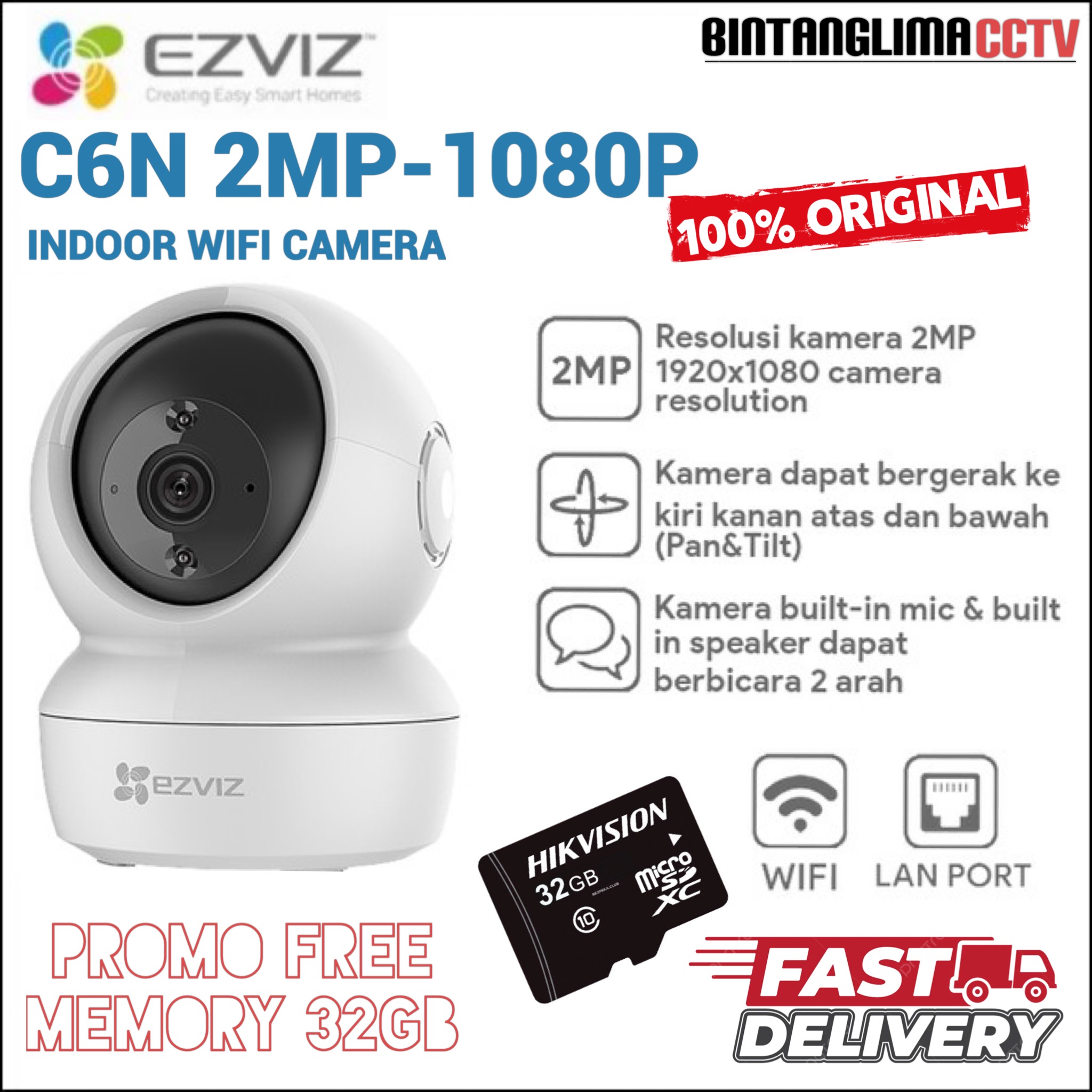 Beli Camera Ezviz C6n 2mp Smart Home Ip Kamera Cctv Indoor Babycam