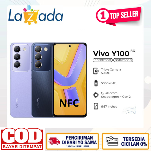Vivo Y100 5G Snapdragon 4 Gen 2 5G 8/256GB 8/128GB, Vivo Y100 4G Snapdragon 4 Gen 2 4G 8/256GB 8/128GB NFC Harga  1,860,000 Ringgit*Penghantaran Percuma