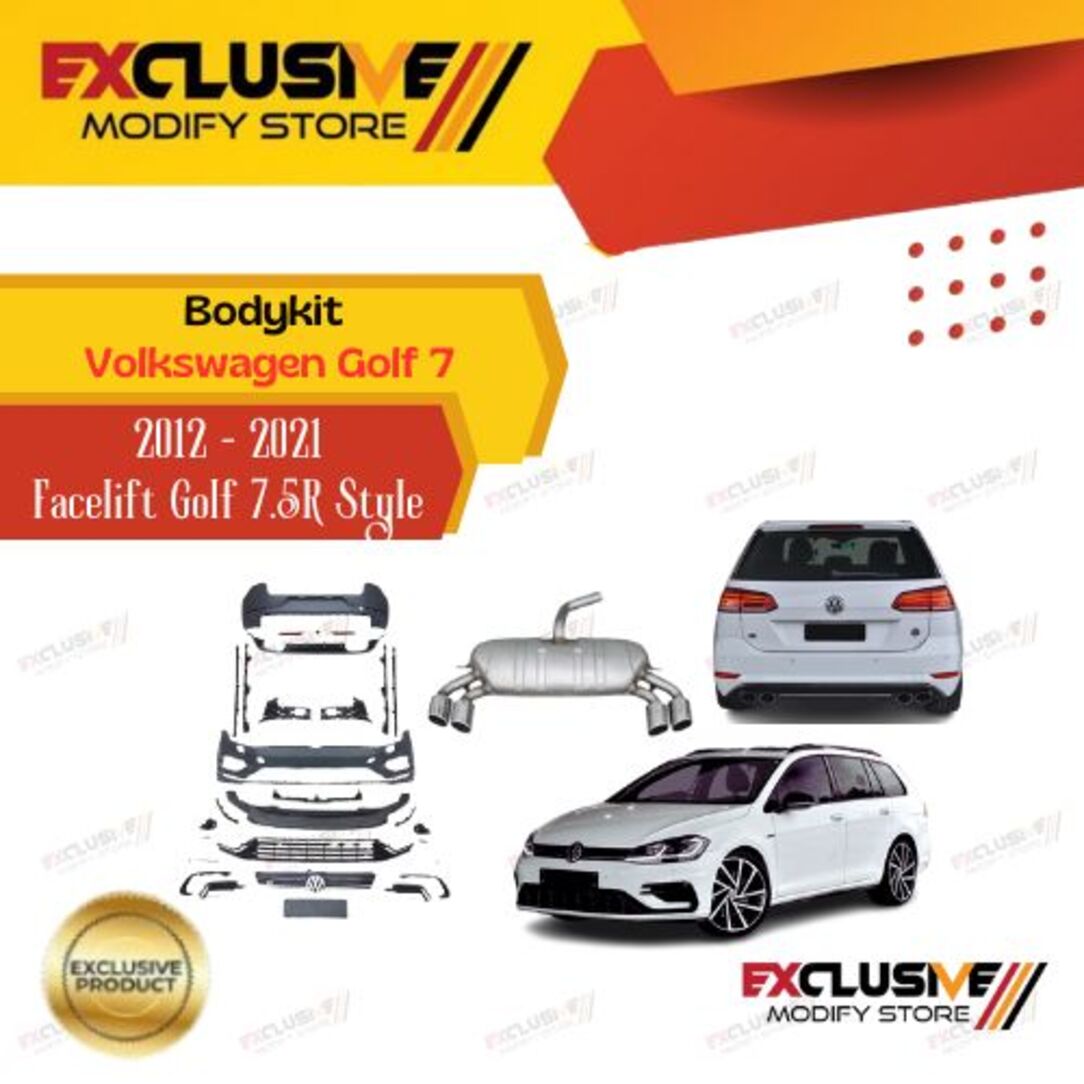 Volkswagen Golf 7 (2012 - 2021) bodykit upgrade model facelift gold 7.5 R style plastic pp (import) material Harga  3,850,000 Ringgit*Penghantaran Percuma