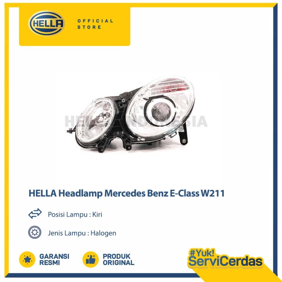 Headlamp Mobil Hella Mercedes Benz E-Class W211 (Kiri) - Lampu Depan Harga 5,892,000 rupiah*Gratis Ongkir