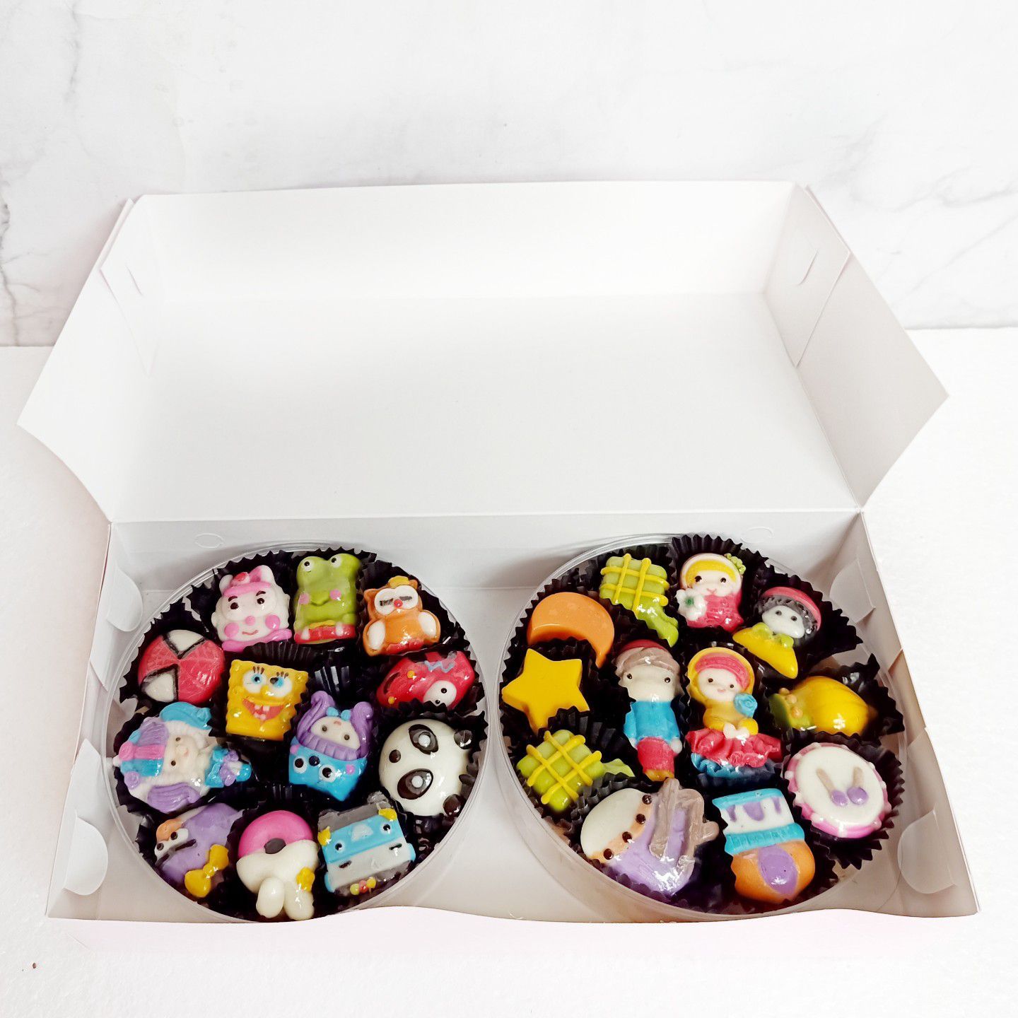 CM2002 Hampers coklat karakter idul Fitri 1443H toples bulat 225g 2 untuk parcel, sajian lebaran, hadi…