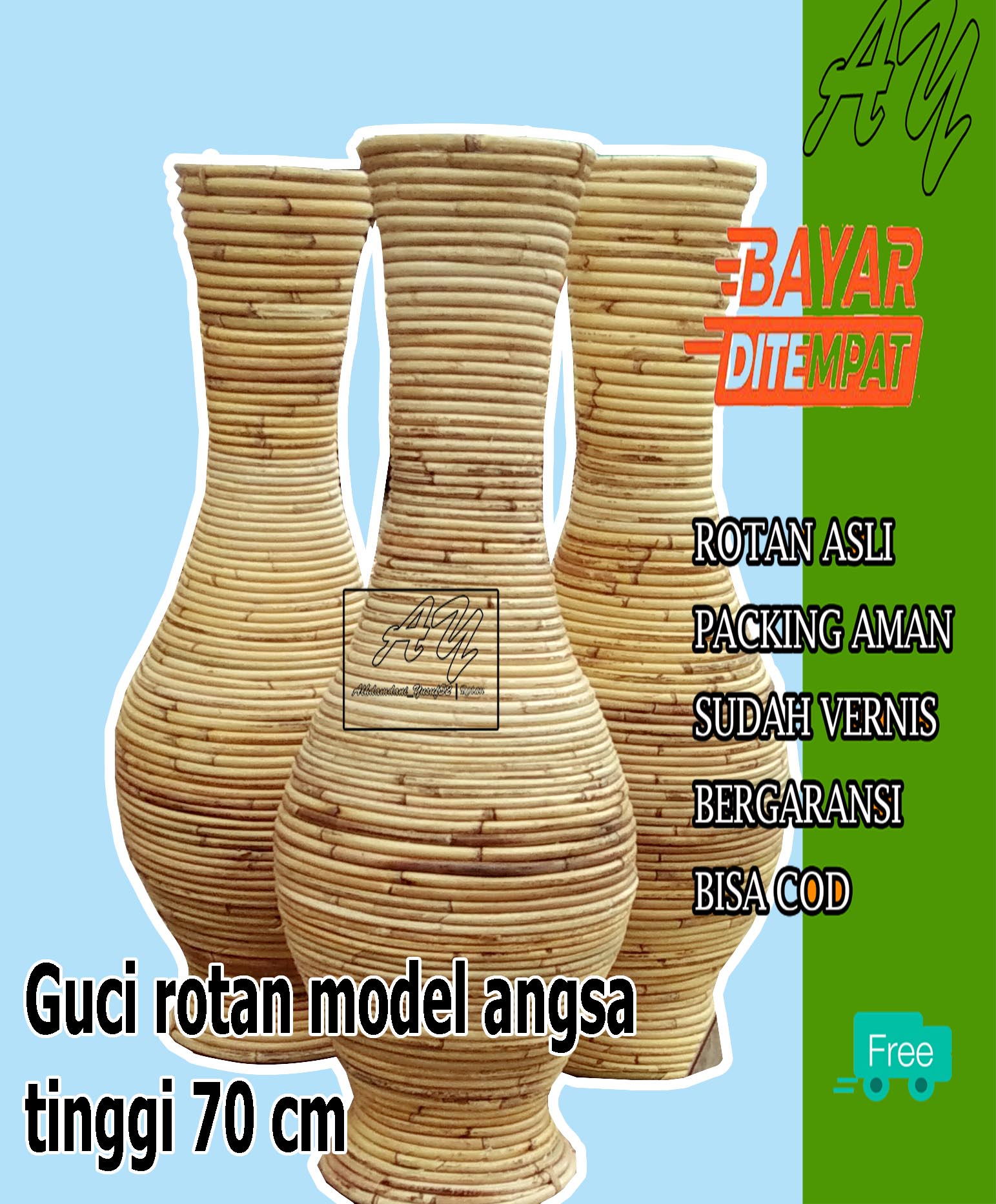 [TINGGI 70 CM ] VAS DECORATION / GUCI ROTAN DEKORASI