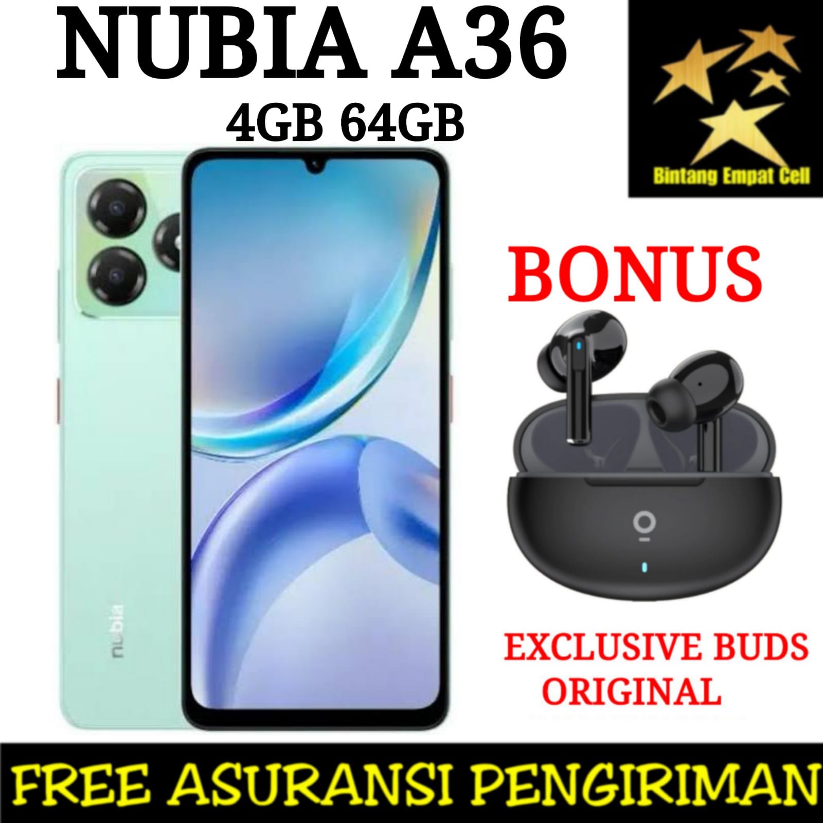 Zte Nubia A36 4/64 Official Warranty Harga 969,000 rupiah*Gratis Ongkir