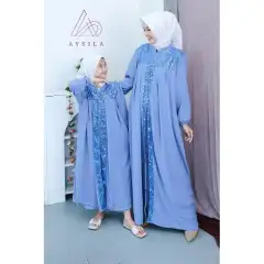 Dress Couple Mom & kids Aila Couple Ibu Dan anak Usia  5 6 7 8 9 10  Matt Cringkle Quality Mix Payet Tille Premium Dress Couple Glamor Fashion Kondangan Baju Muslim Couple Ibu dan anak Model Terlaris