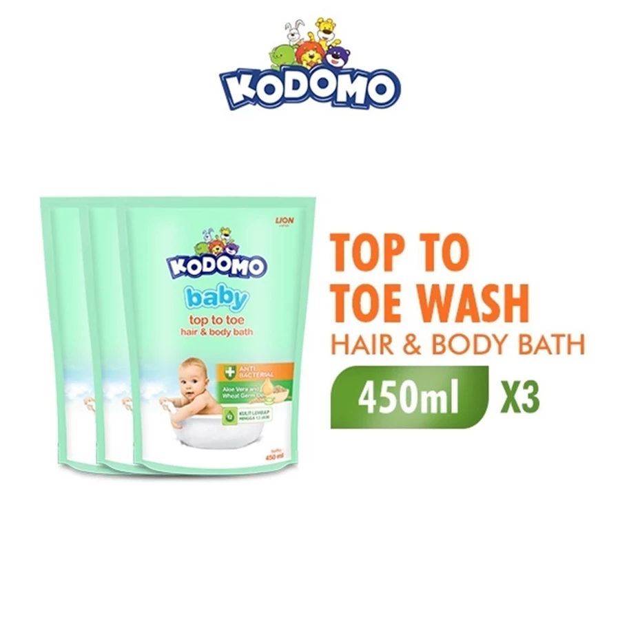 [Paket isi 3] KODOMO Top To Toe Refill 450ml Harga 48,400 rupiah*Gratis Ongkir