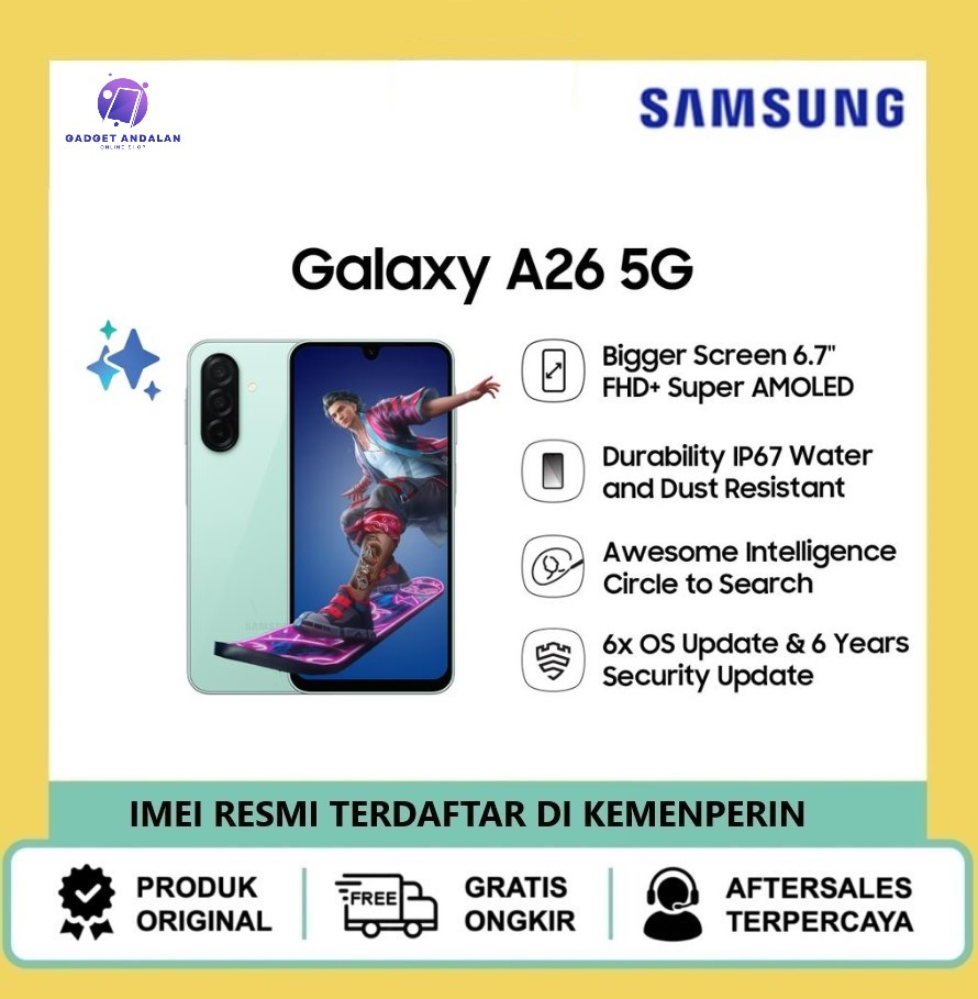 Samsung Galaxy A26 5G 8/256GB - Galaxy AI | Smartphone AI | Baterai 5000mAh Harga  3,331,020 Ringgit*Penghantaran Percuma