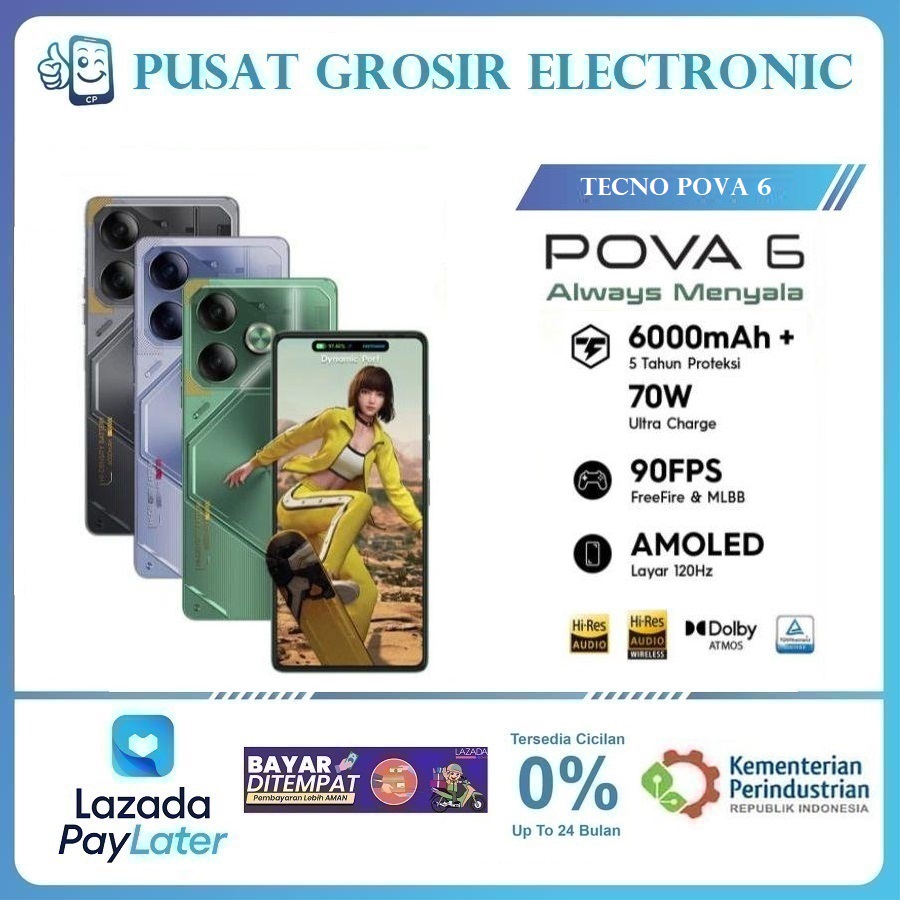 Tecno Pova 6 12+12GB/256GB 70W ultra charger - 6000mAh - 120Hz - 6.78 FHD AMOLED Harga  2,000,000 Ringgit*Penghantaran Percuma