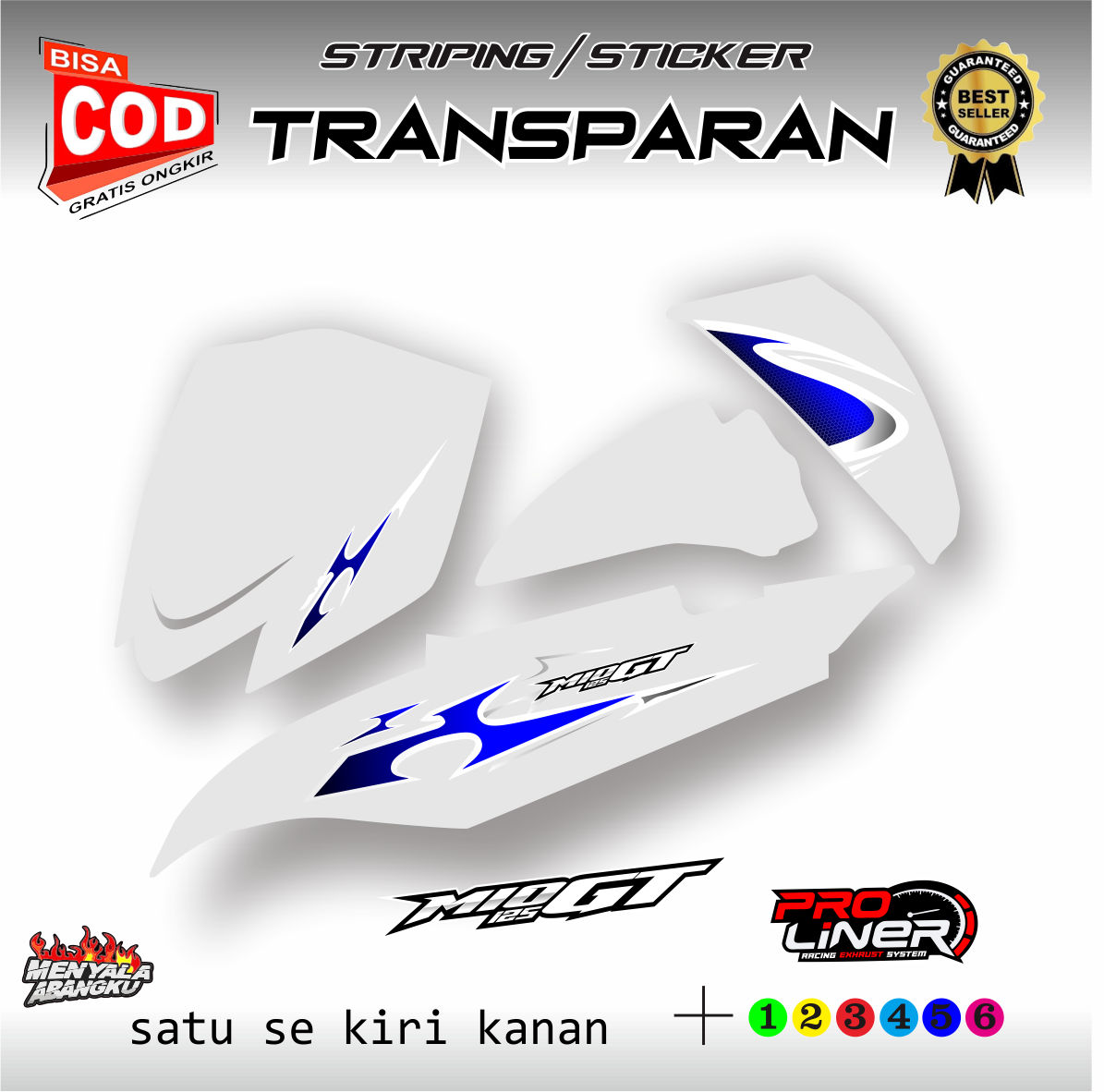 Sticker transparan Mio J varky3 Lis color combination simple Racing Harga 31,500 rupiah*Gratis Ongkir